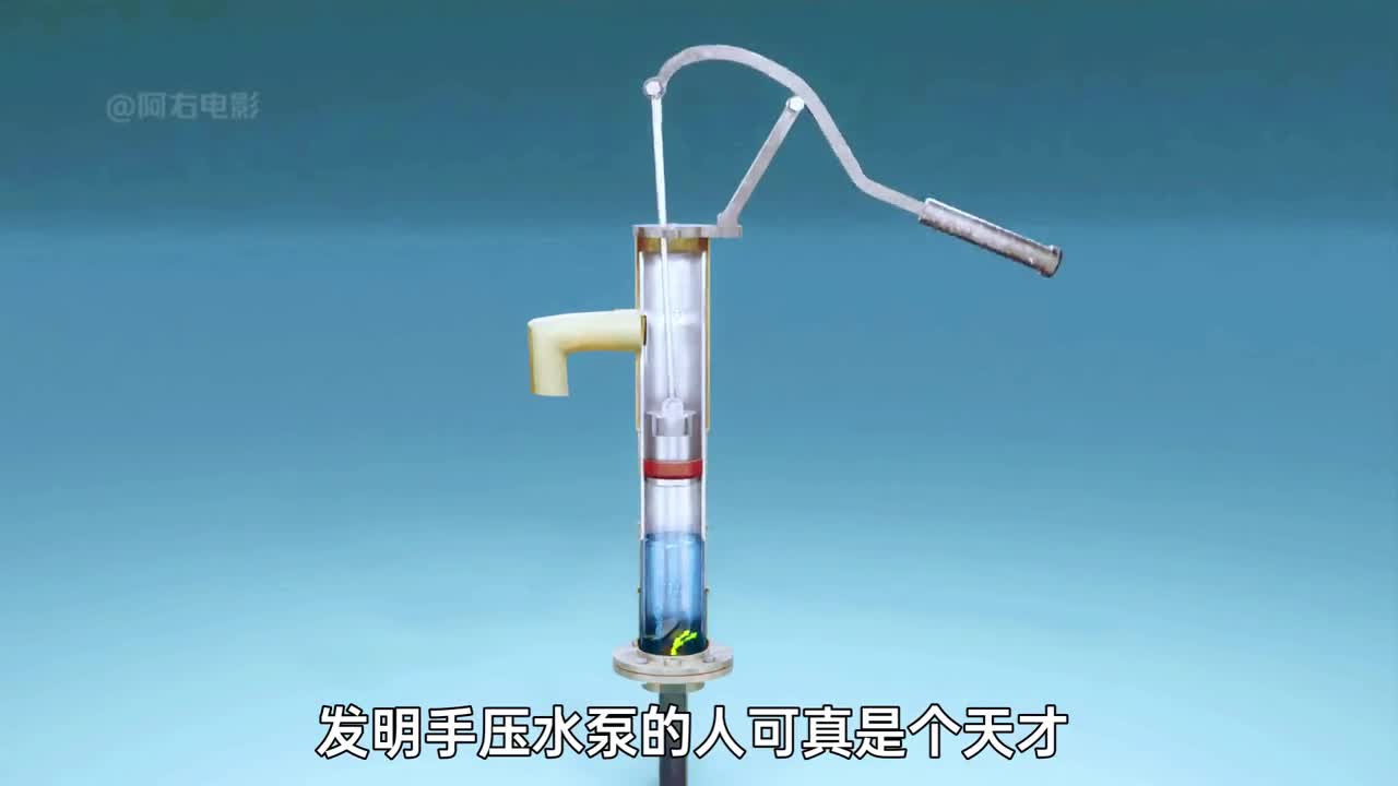 3D动画演示手压水泵工作原理