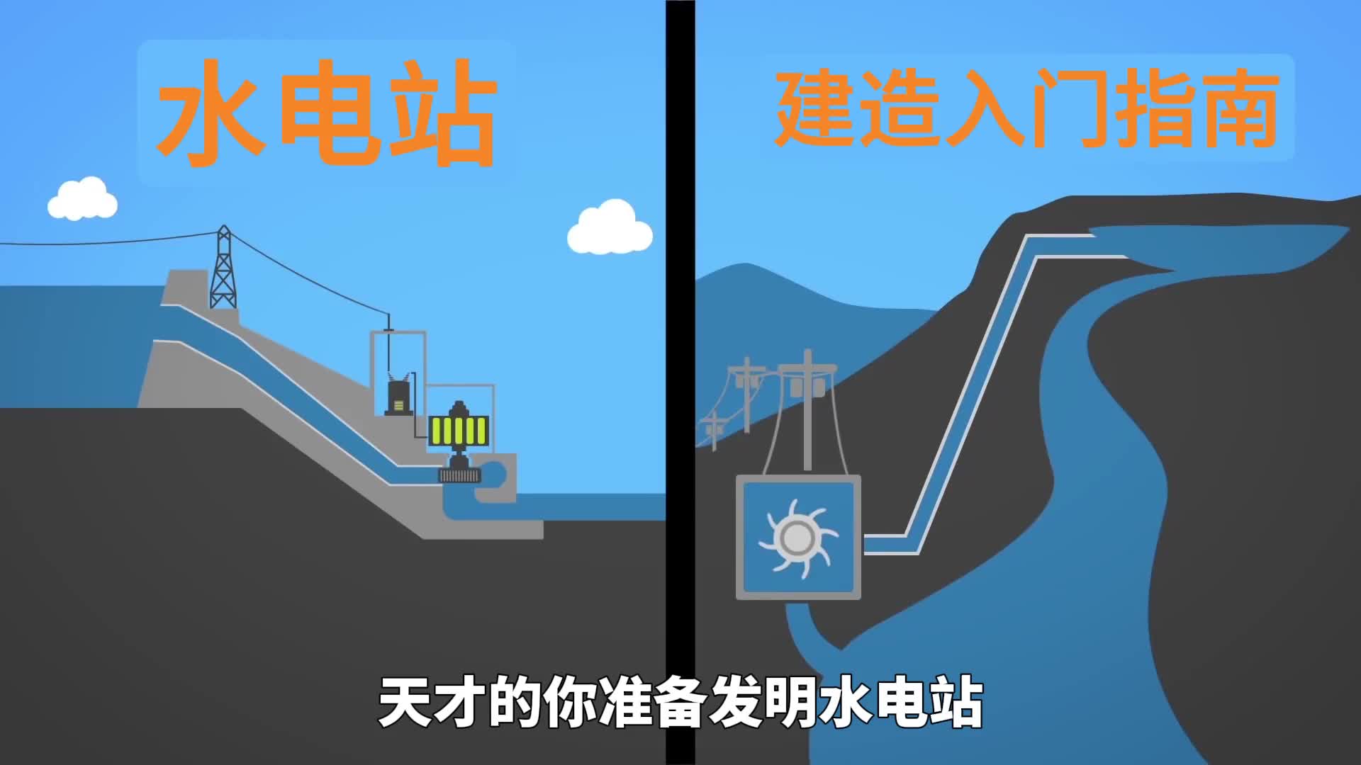 恭喜你发明了水电站成为天才设计师水电站的工作原理讲解水电站建造步骤动画完整演示