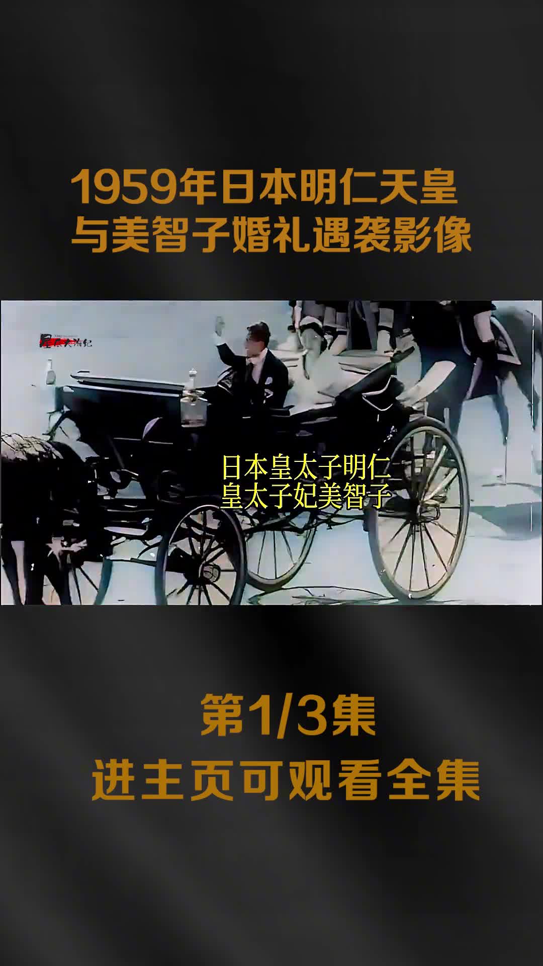 1959年日本明仁皇太子与美智子婚礼遇袭影像青年扔石头扑向马车