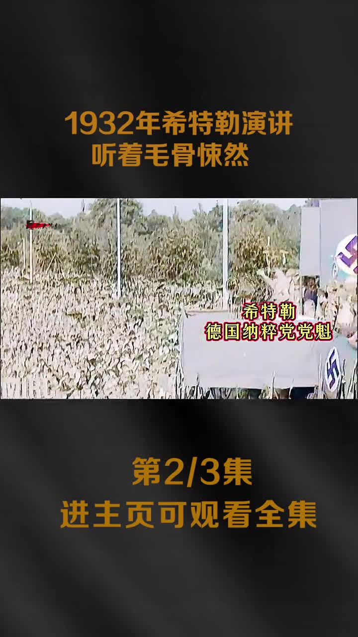 1932年希特勒演讲真实影像躯体极度夸张听着毛骨悚然人类的灾难