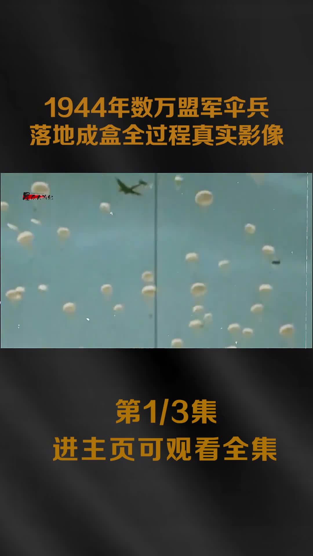 1944年市场花园行动真实影像数万盟军伞兵落地成盒全过程镜头