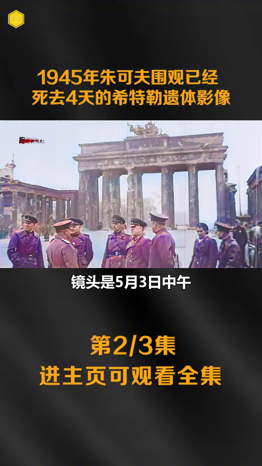 1945苏军攻破柏林后围观希特勒遗体影像苏军战神朱可夫视察国会大厦镜头