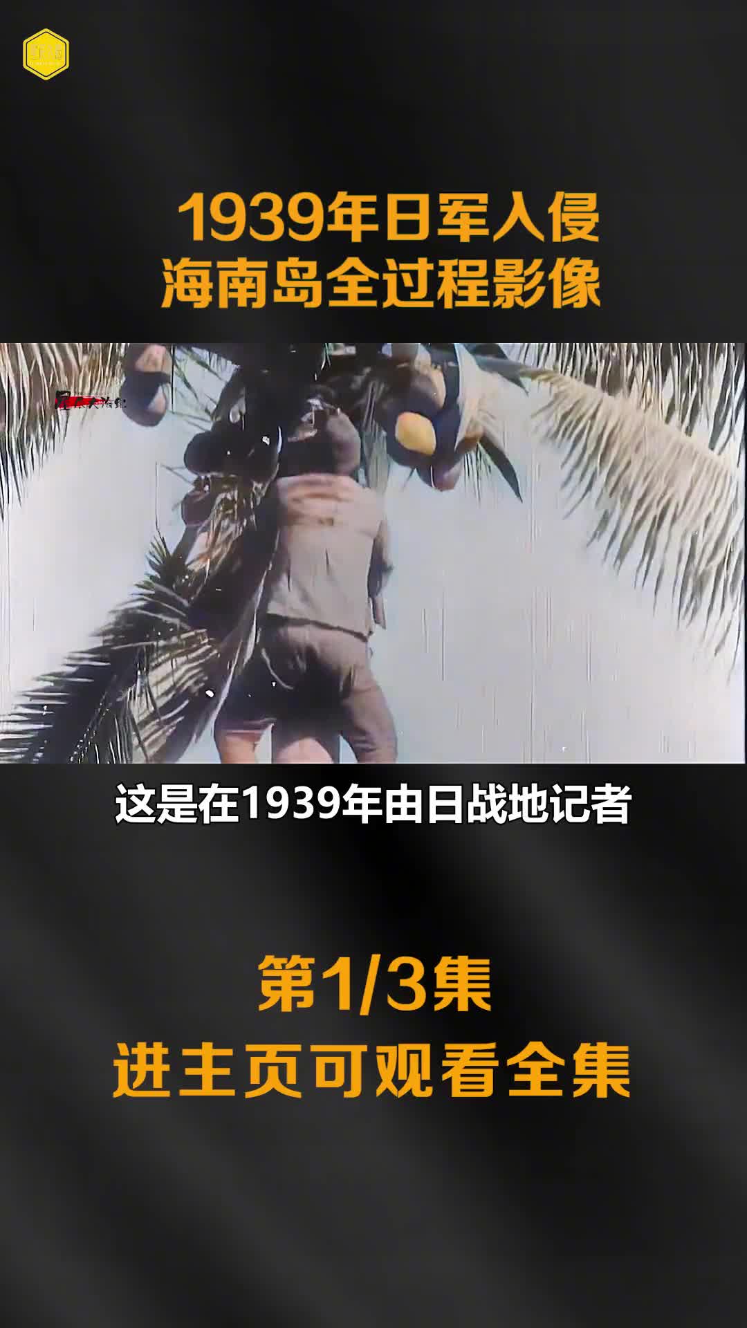 1939日军入侵海南岛真实影像鬼子进村真实场面日寇偷食椰果镜头