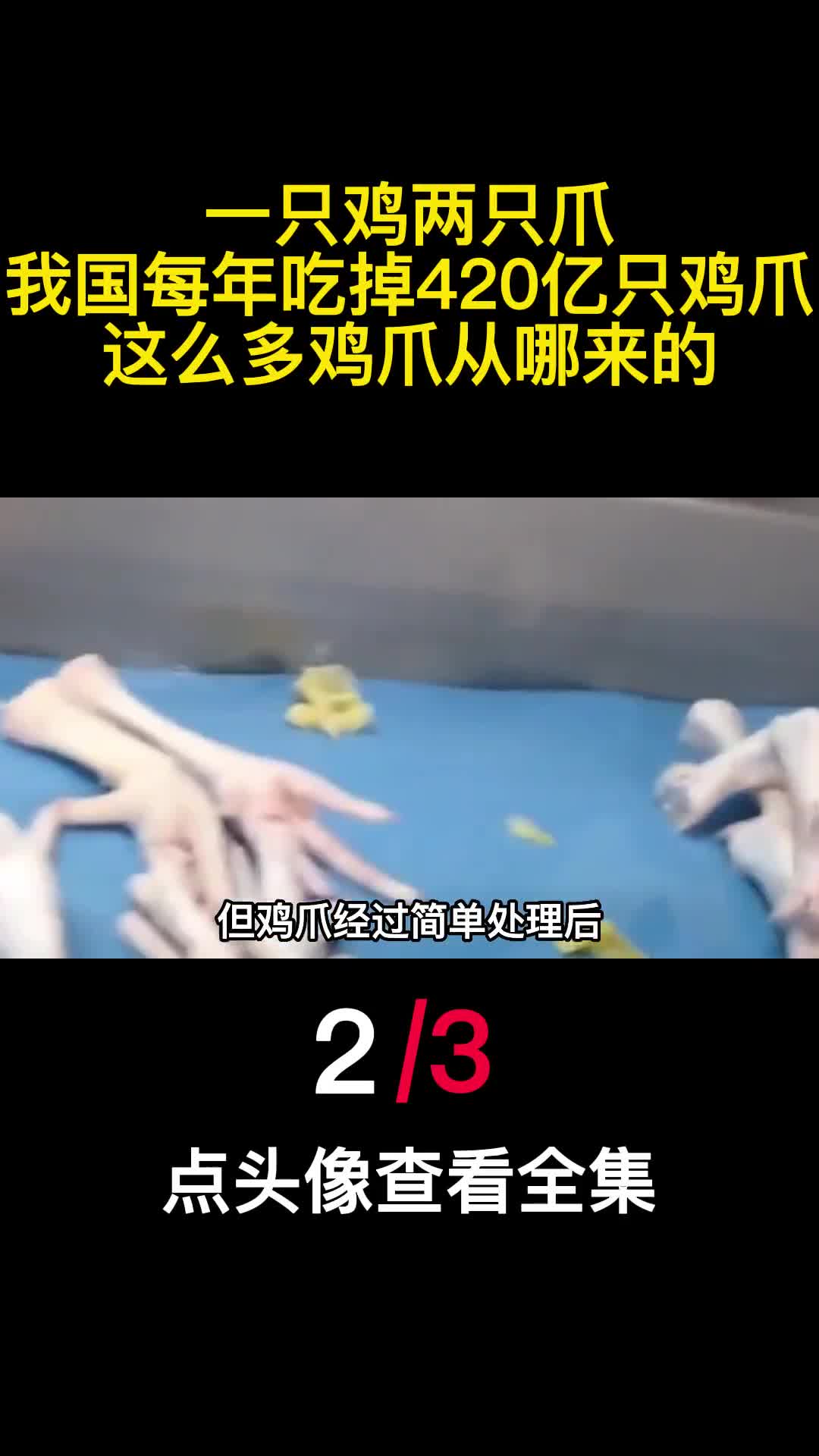 一只鸡两只爪我国每年吃掉420亿只鸡爪这么多鸡爪从哪来的2