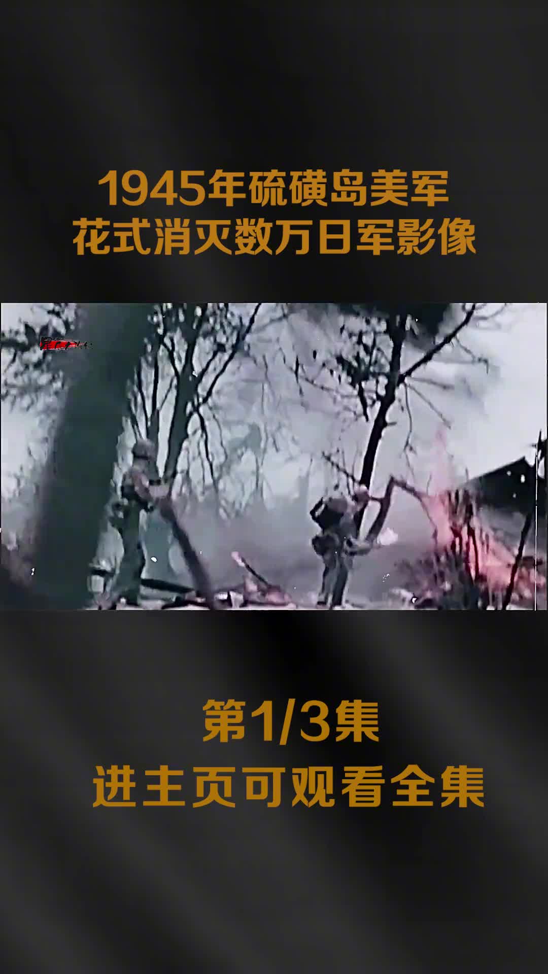 1945年硫磺岛美军花式消灭日军影像喷火枪白磷弹喷火坦克轮番上