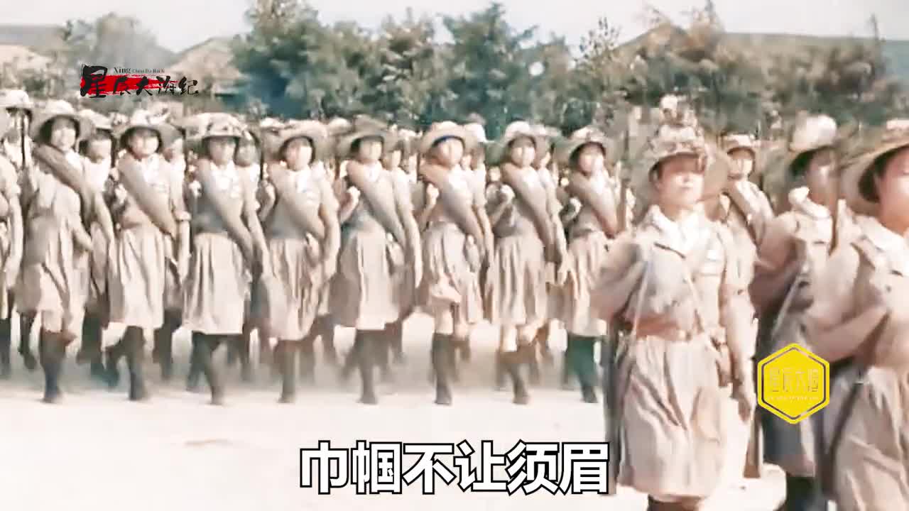 1938年即将奔赴战场的抗战女兵罕见录像经过军事训练后眼神坚定