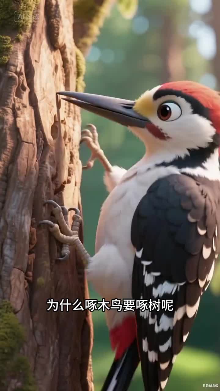 少儿科普百科为什么啄木鸟要啄树呢