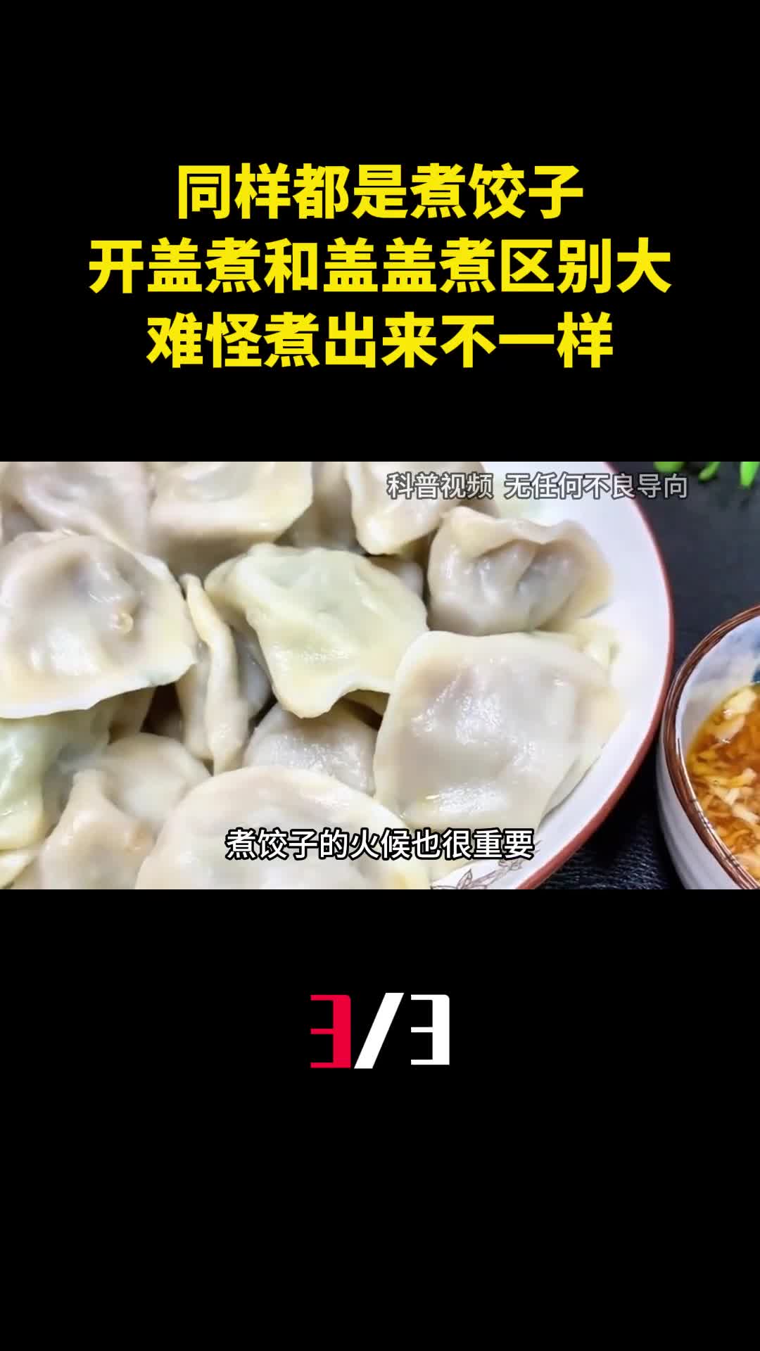 同样都是煮饺子开盖煮和盖盖煮区别很大难怪煮出来不一样3