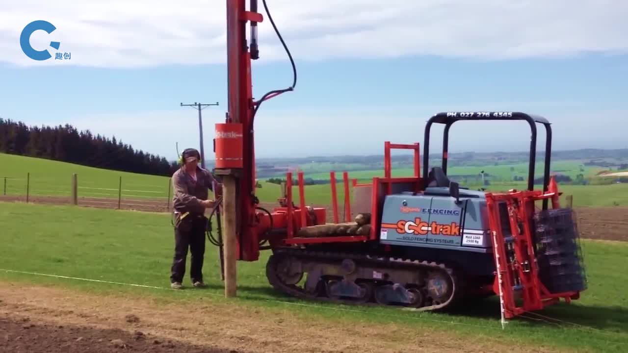 不可思议的气动打桩机三两下就能把木桩砸进地下