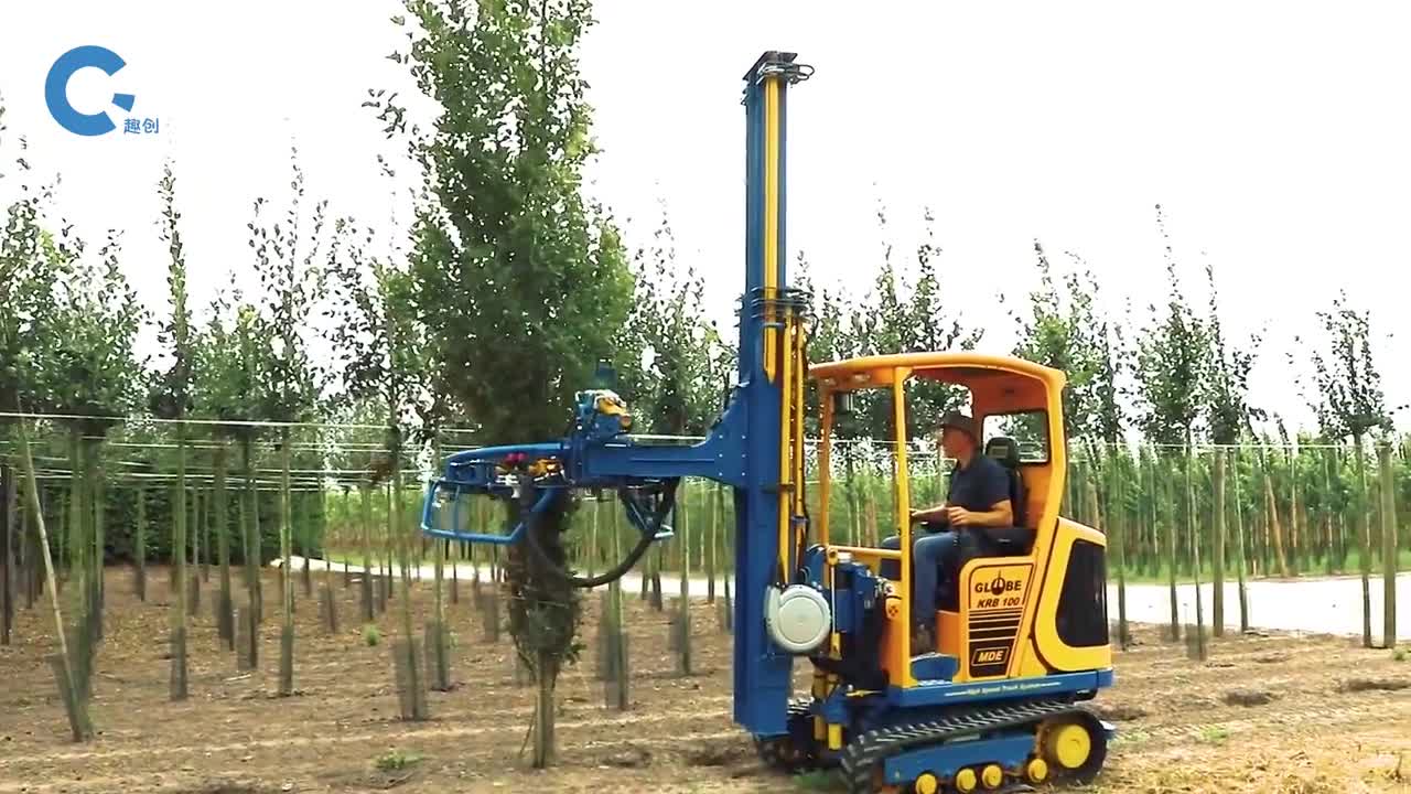 专为高瘦树苗发明的打捆机一边上升一边缠绕