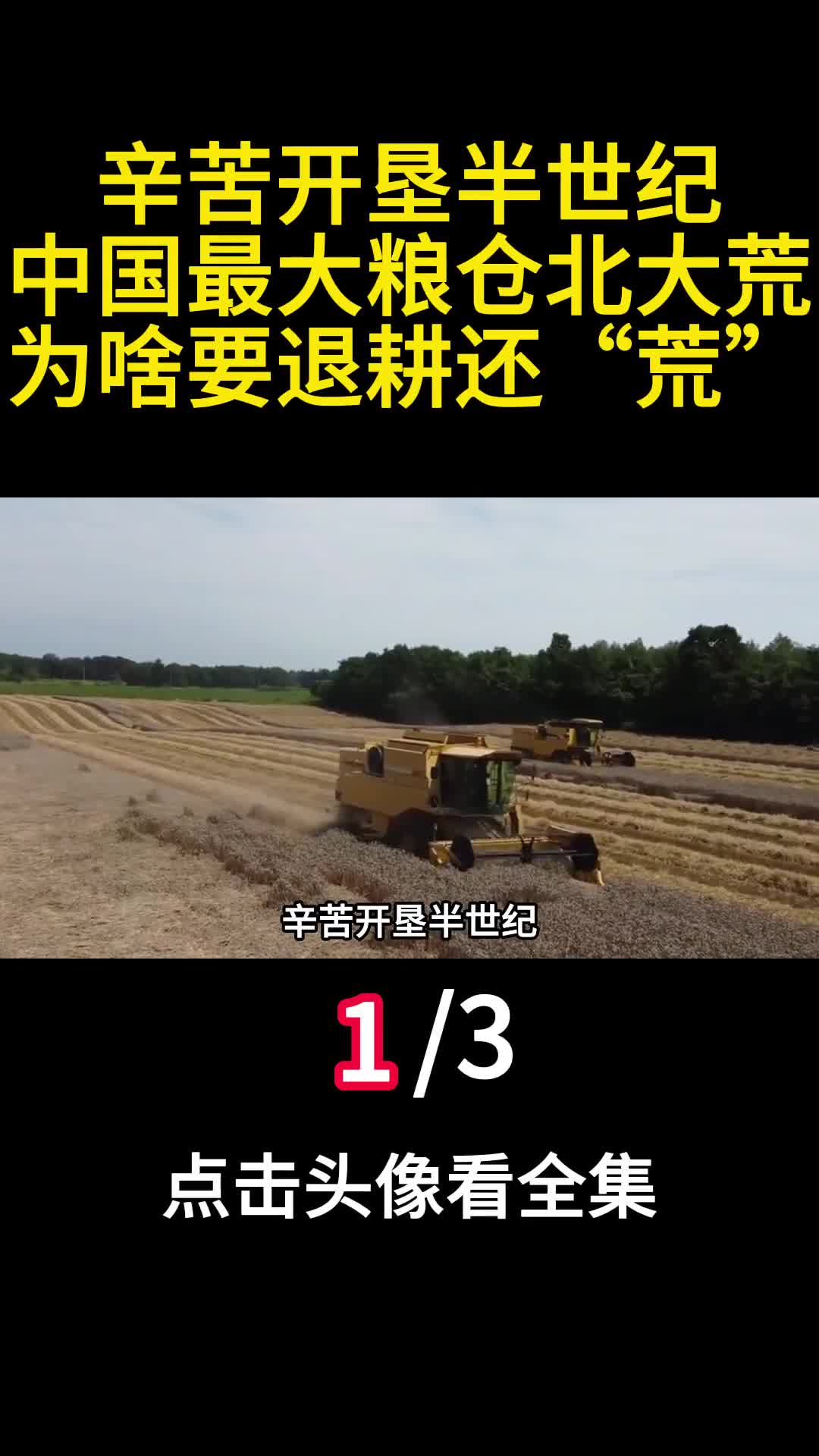 辛苦开垦半世纪中国最大粮仓北大荒为啥要退耕还荒1