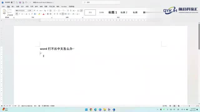 word打不出中文怎么办