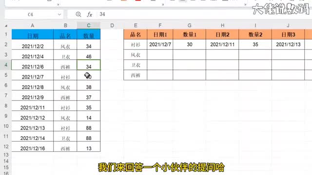 利用数据透视表将日期数量横向排列
