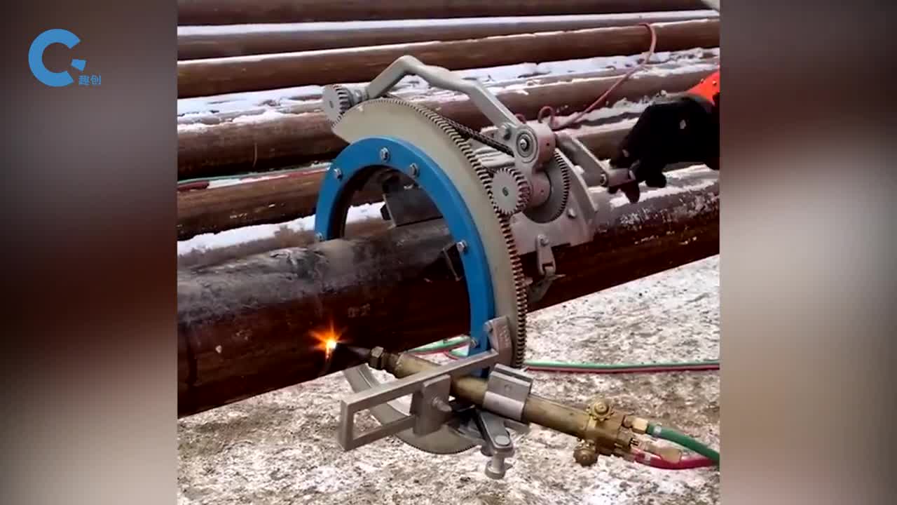 给气割加装上环形轨道切割出来的产品就能自带坡口