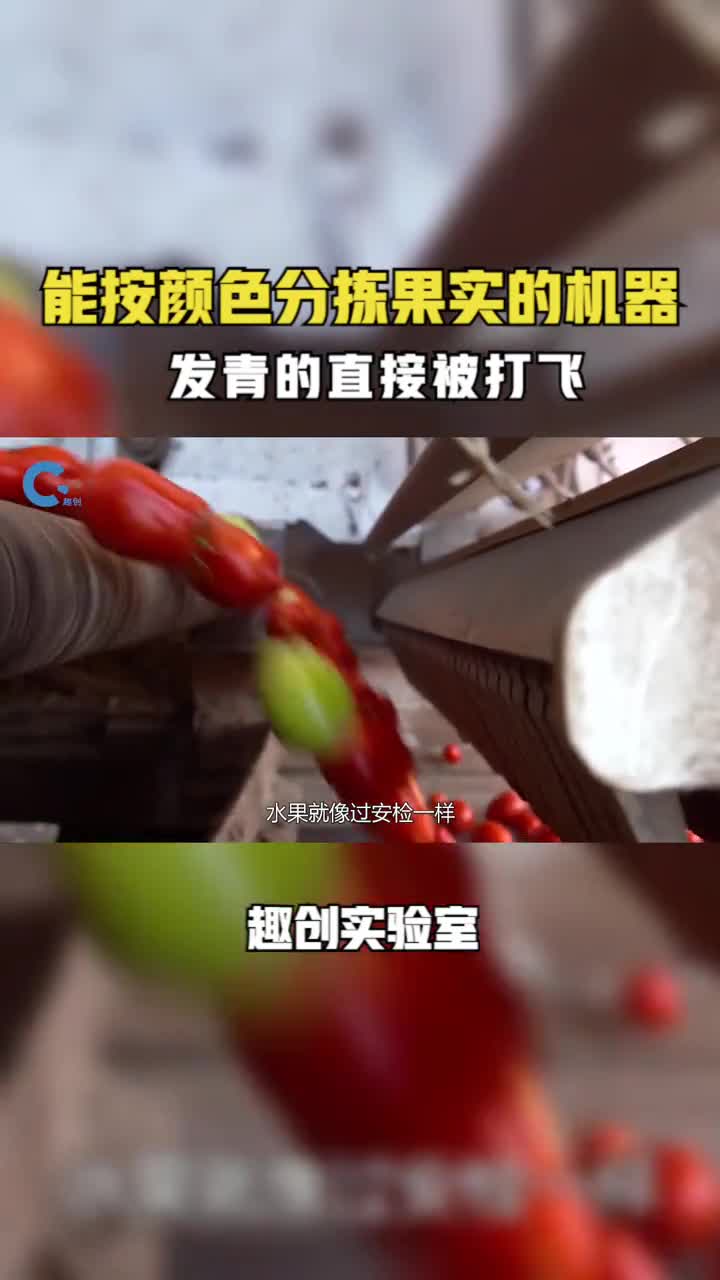 能按颜色分拣果实的机器一秒钟扫描32个果子发青的直接被打飞