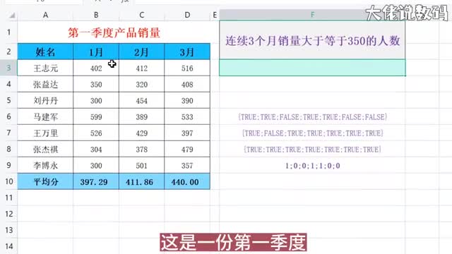 统计连续3个月销量大于某数值的人数