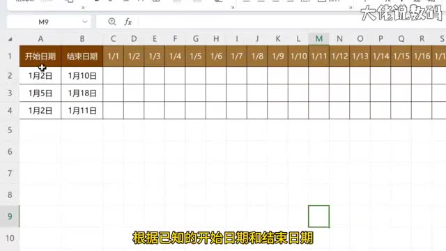 根据开始日期和结束日期给日期标记颜色