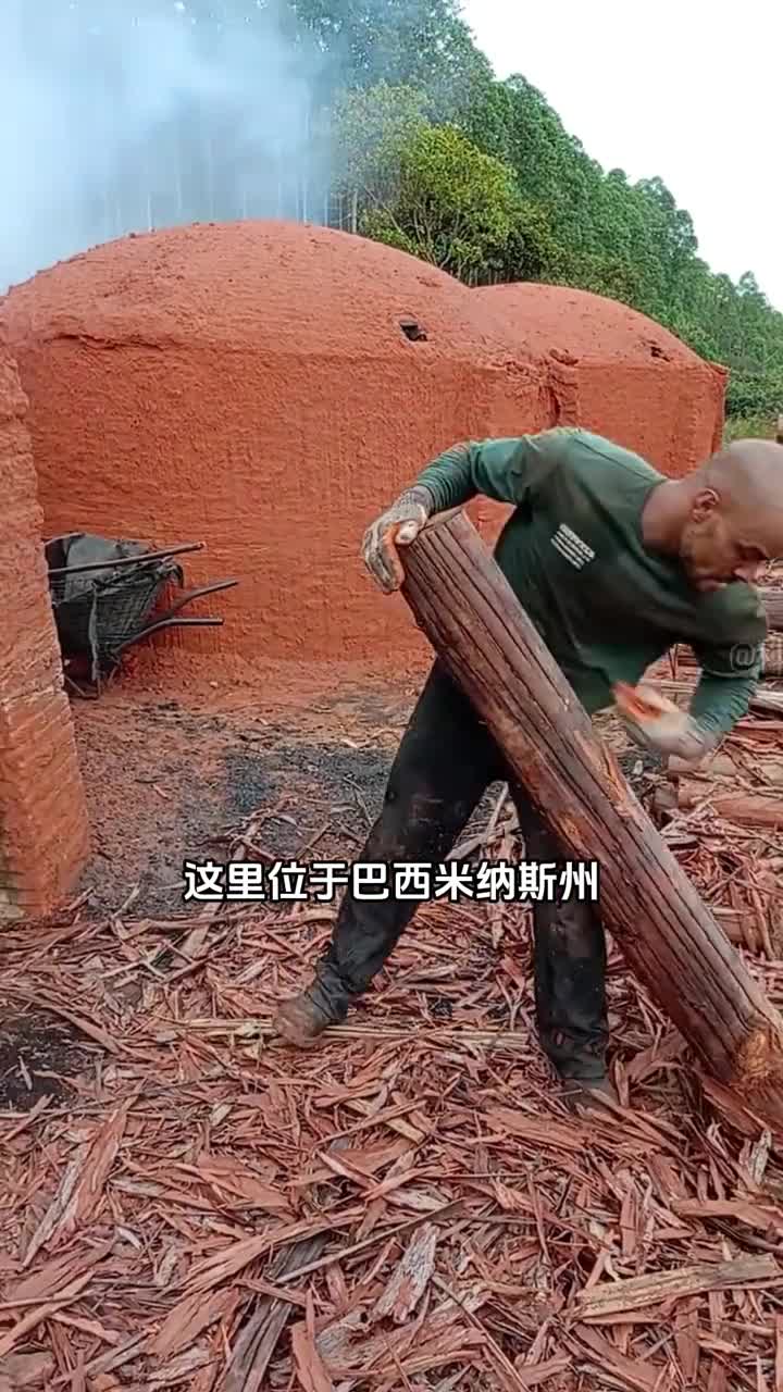 巴西木炭的制作过程使用窑洞烧出来
