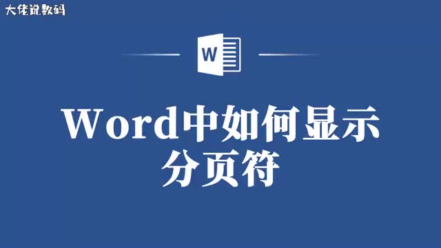提升你的Word技能简单几步显示分页符