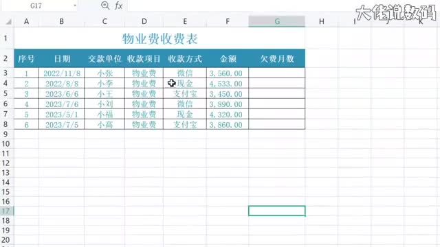 统计物业费欠费月数欠费几个月