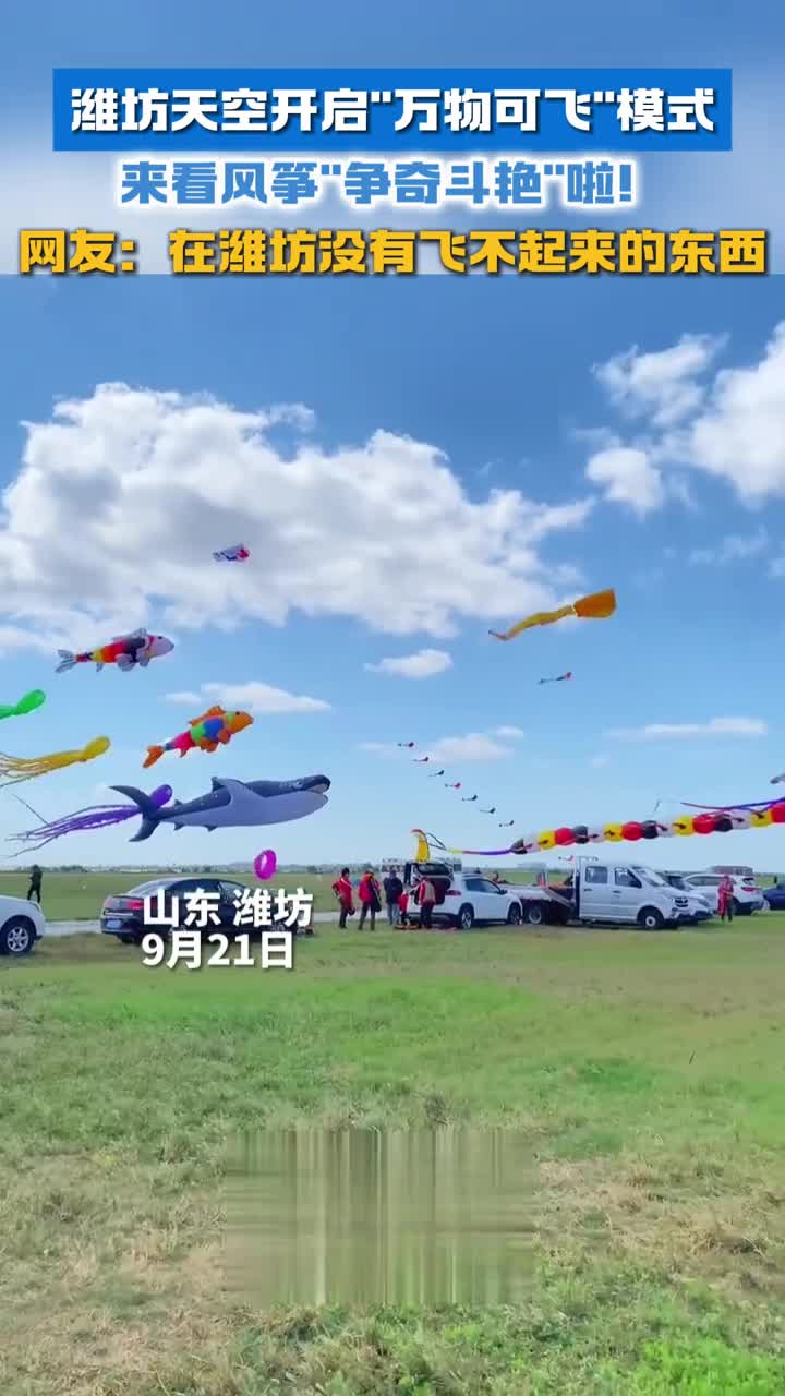 潍坊开启万物可飞模式来看风筝争奇斗艳啦网友在潍坊没有飞不起来的东西