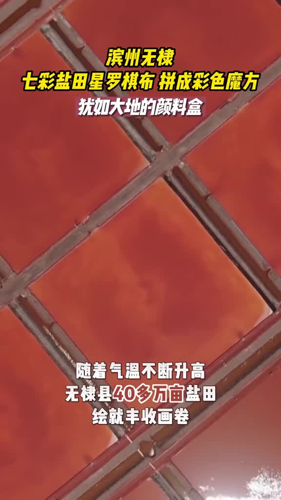 整齐排列的盐田色彩斑斓绚丽多彩犹如大地的颜料盒在滨州无棣县每到五六月份的春盐收获季盐田中车水马龙盐工与七彩盐田构成一幅幅美丽的水墨画来看看无棣七彩盐田在初夏绘就的丰收画卷