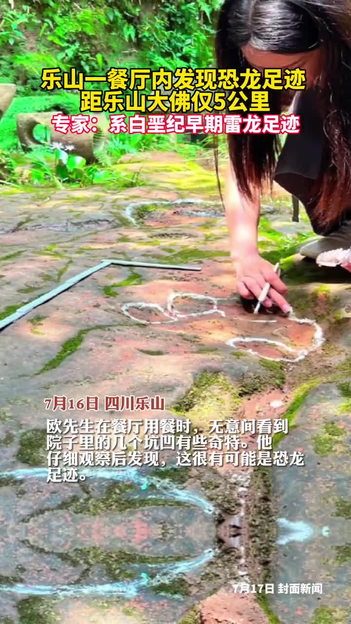 正吃着饭呢发现恐龙脚印了