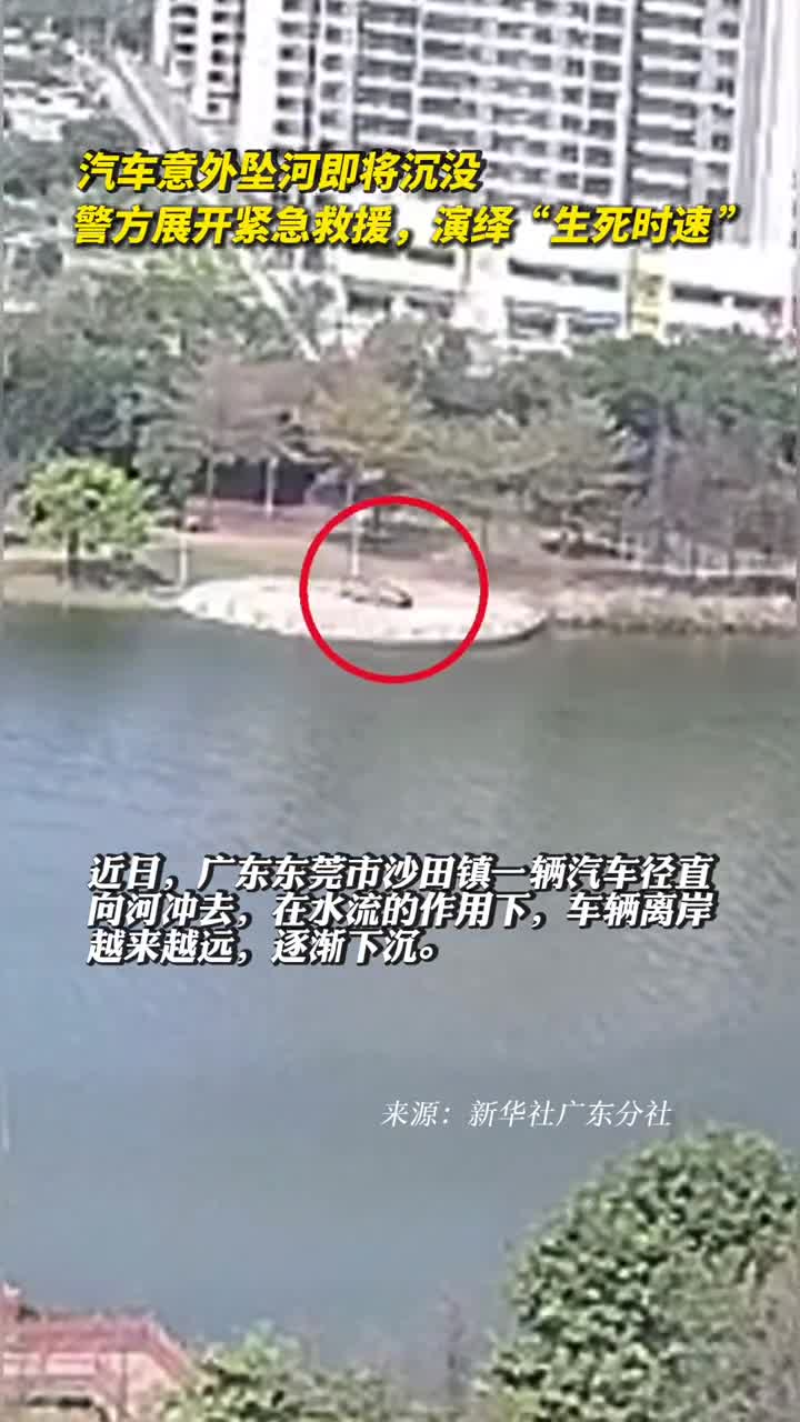 汽车意外坠河即将沉没警方展开紧急救援演绎生死时速
