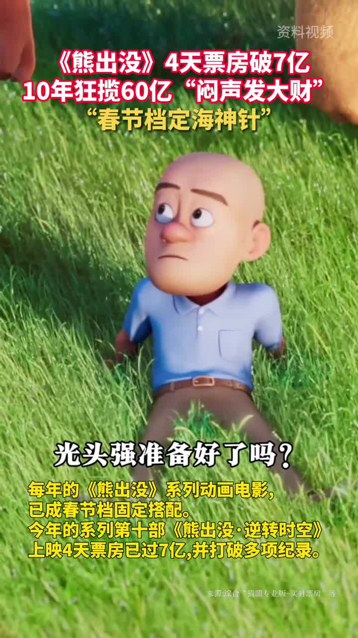 春节档定海神针熊出没4天票房破7亿10年狂揽60亿闷声发大财