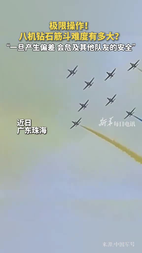 极限操作八机钻石筋斗难度有多大一旦产生偏差会危及其他队友的安全