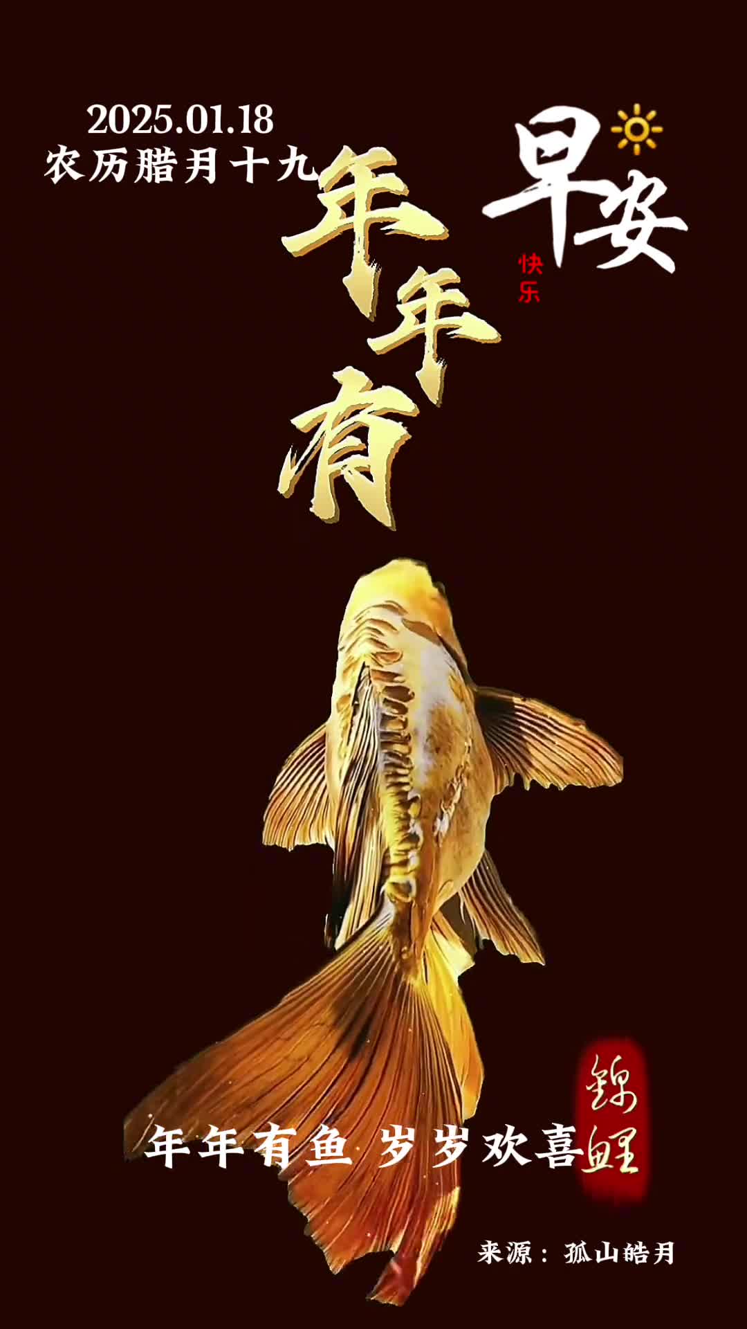 年年有鱼岁岁欢喜农历腊月十九九九福无边好运伴君行早安