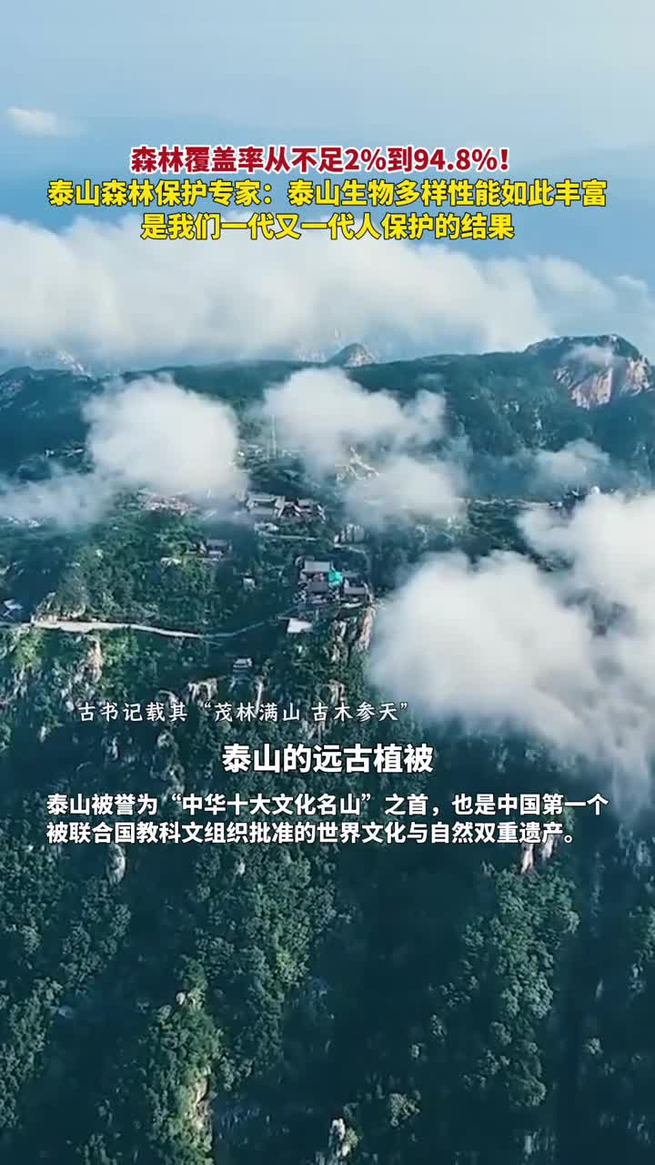 森林覆盖率从不足2到948泰山森林保护专家泰山生物多样性能如此丰富是我们一代又一代人保护的结果