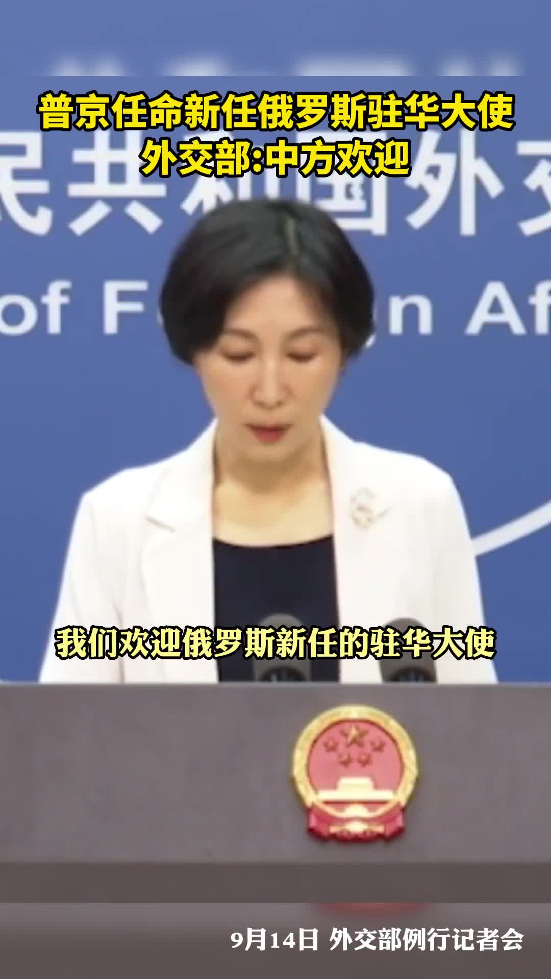 普京任命新任俄罗斯驻华大使外交部中方欢迎