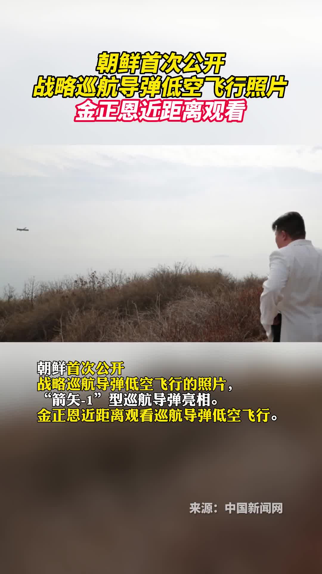 朝鲜首次公开战略巡航导弹低空飞行照片金正恩近距离观看