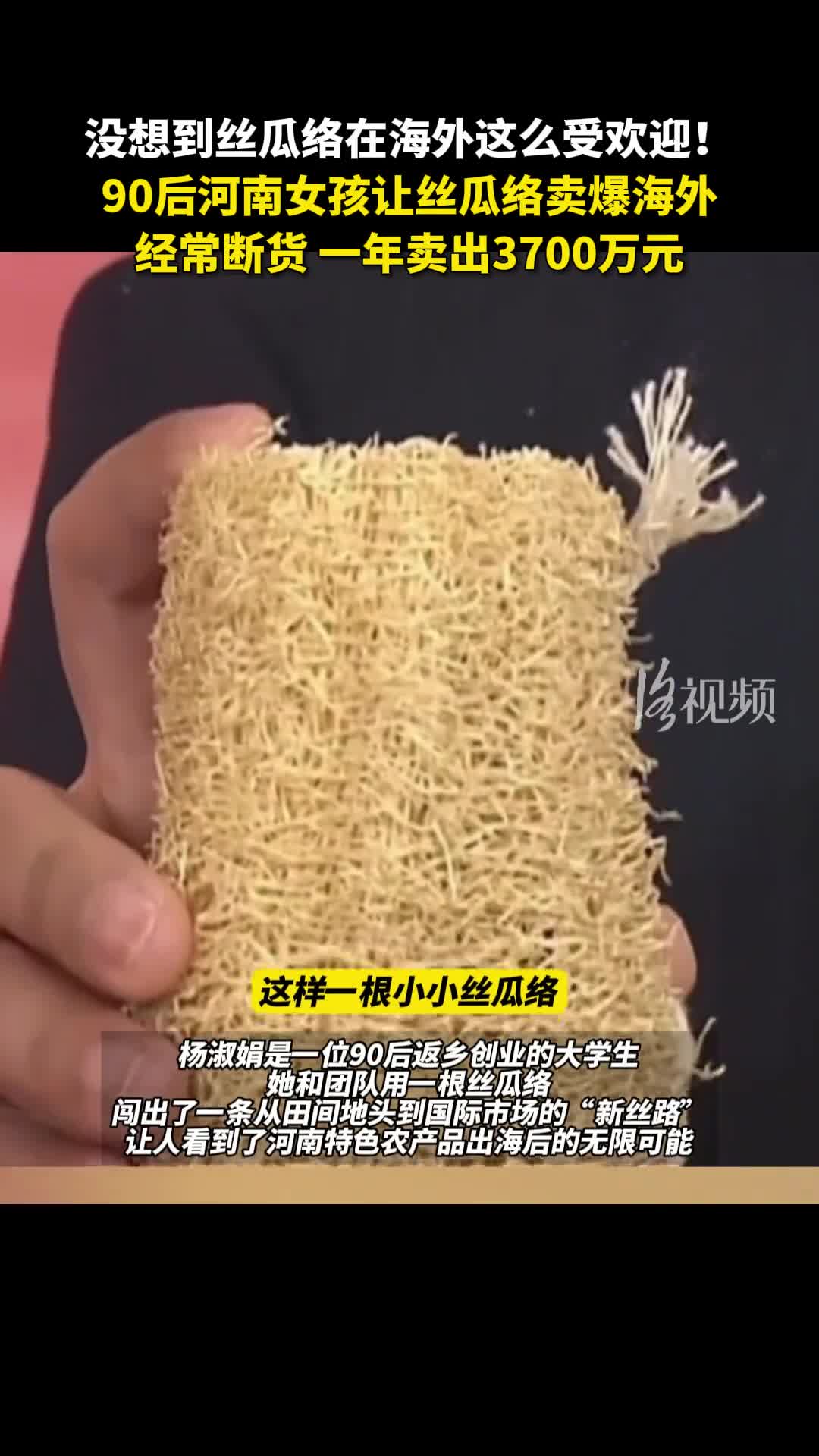 没想到丝瓜络在海外这么受欢迎90后河南女孩让丝瓜络卖爆海外经常断货一年卖出3700万元洛视频
