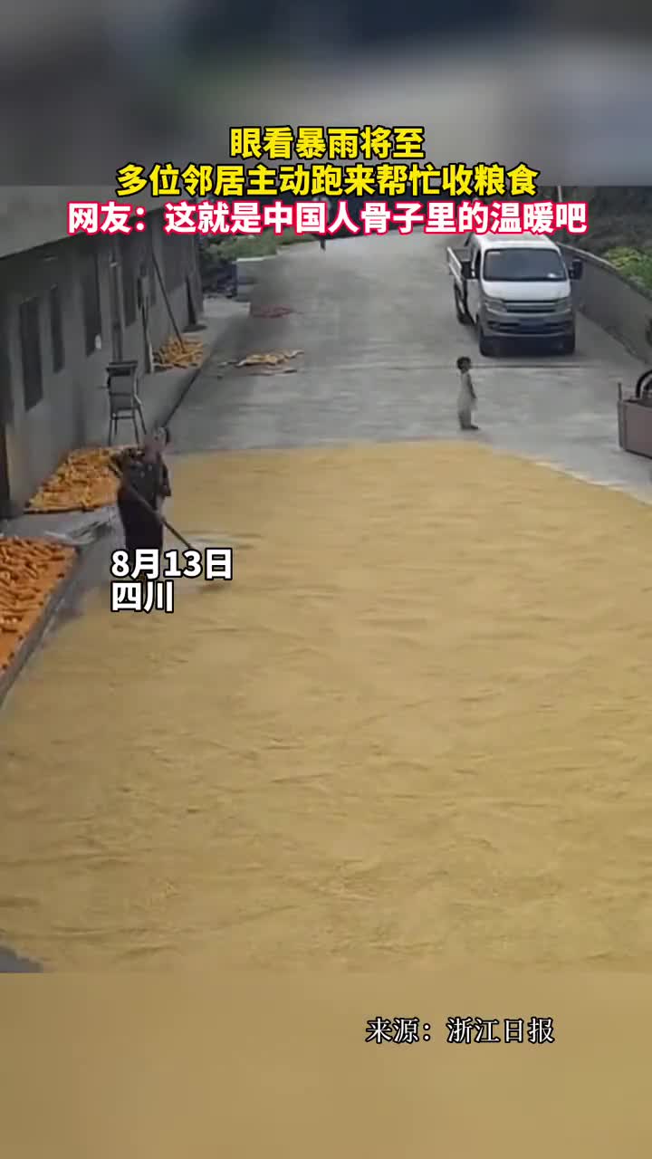 眼看暴雨将至多位邻居主动跑来帮忙收粮食网友这就是中国人骨子里的温暖吧