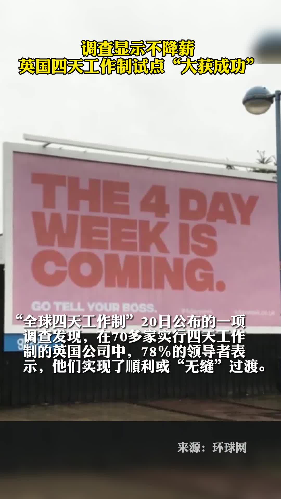调查显示不降薪英国四天工作制试点大获成功