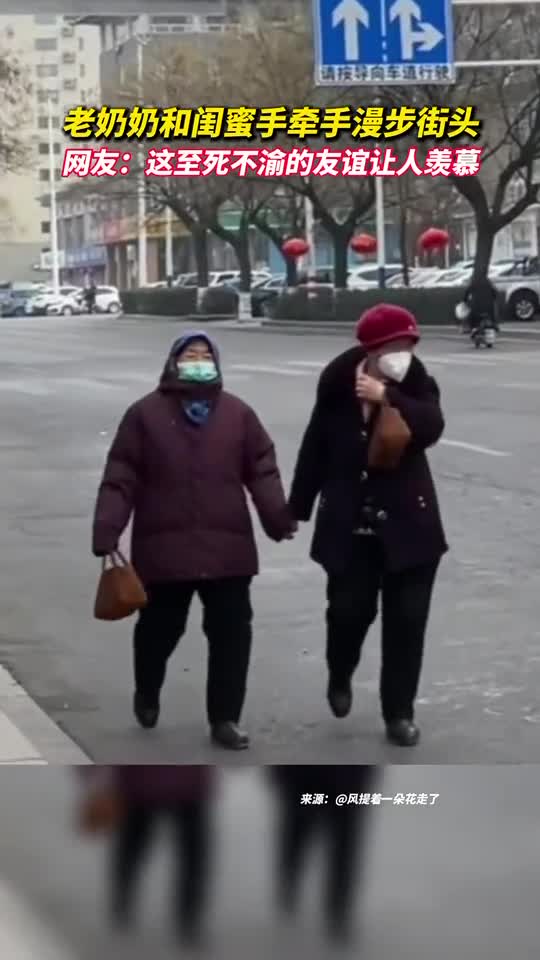 老奶奶和闺蜜手牵手漫步街头网友这至死不渝的友谊让人羡慕
