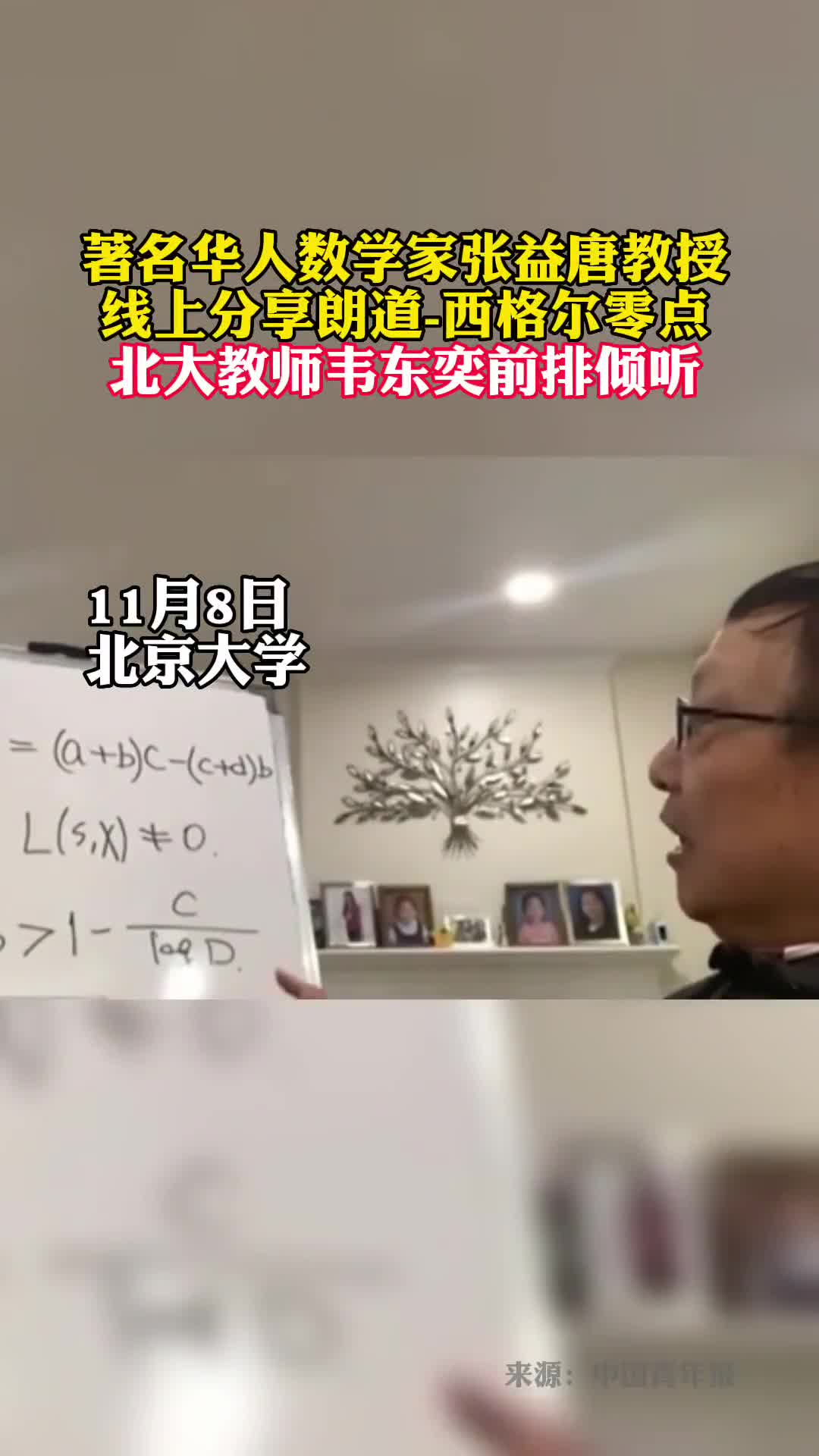 著名华人数学家张益唐教授线上分享朗道西格尔零点北大教师韦东奕前排倾听