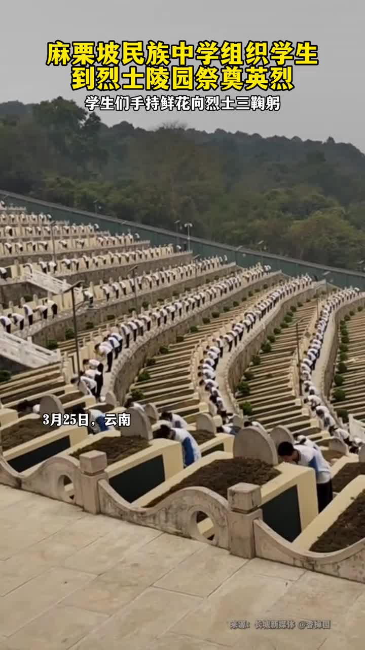 麻栗坡民族中学组织学生到烈士陵园祭奠先烈