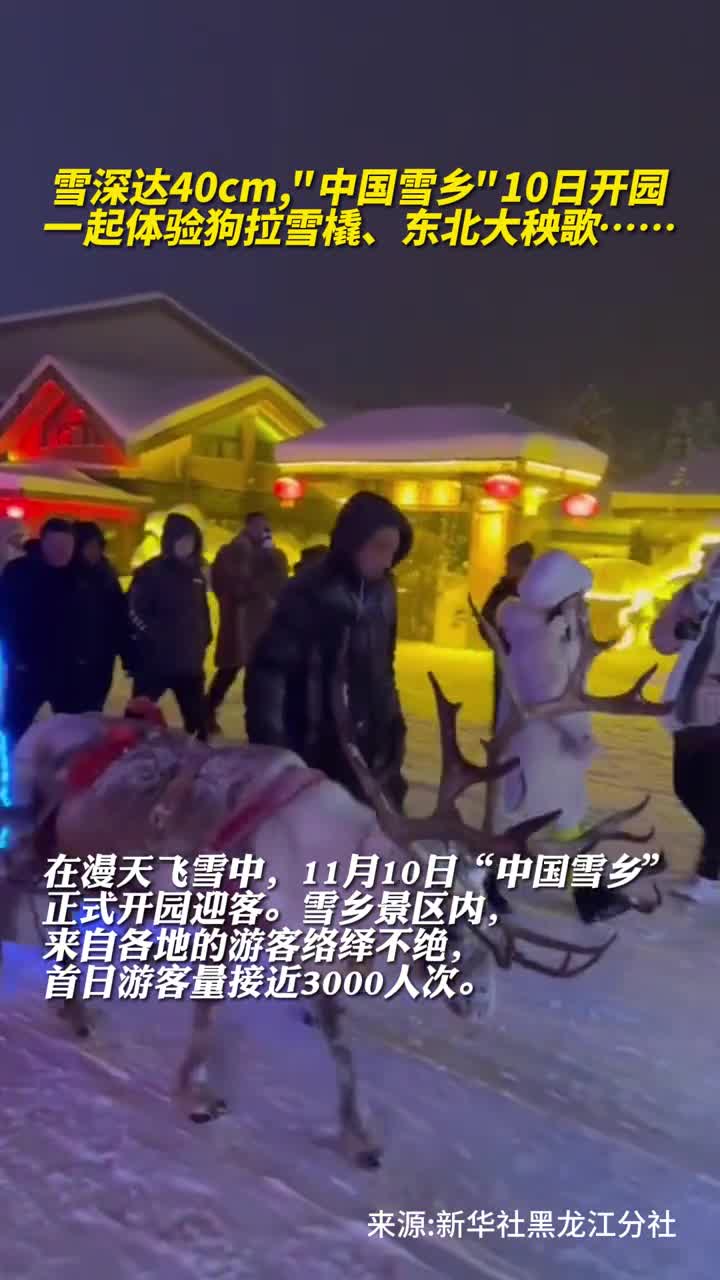 雪深达40cm中国雪乡10日开园一起体验狗拉雪橇东北大秧歌