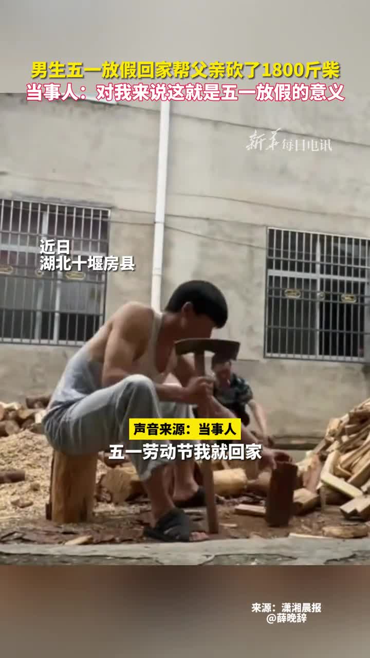 男生五一放假回家帮父亲砍了1800斤柴当事人对我来说这就是五一放假的意义