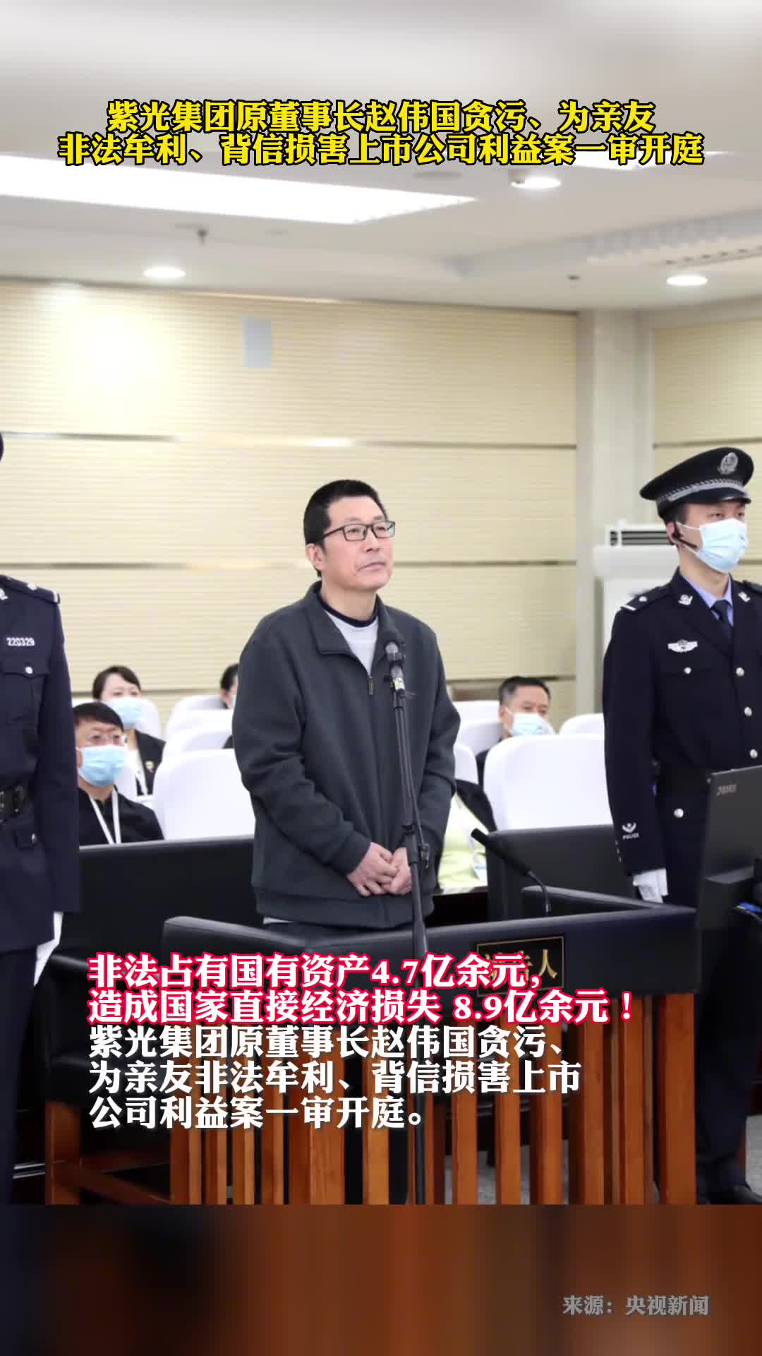 紫光集团原董事长赵伟国贪污为亲友非法牟利背信损害上市公司利益案一审开庭