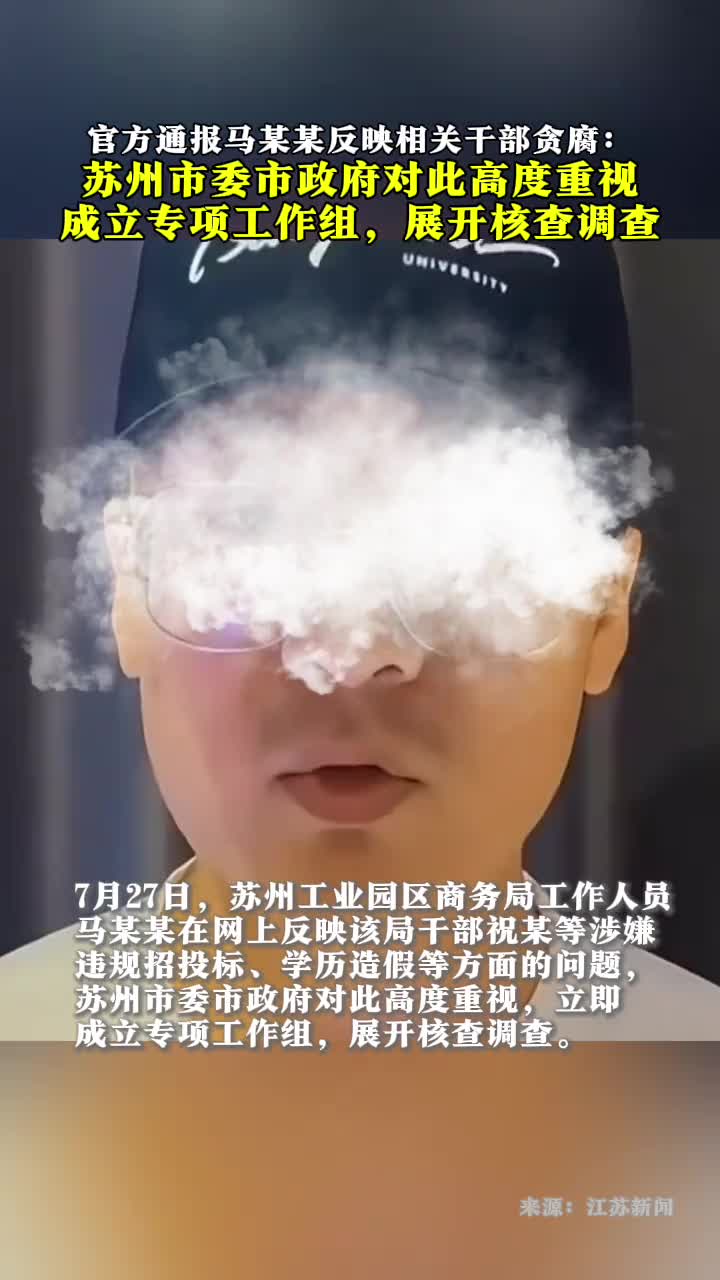 马某某网上反映相关干部涉嫌违规招投标等问题苏州市成立专项工作组核查调查