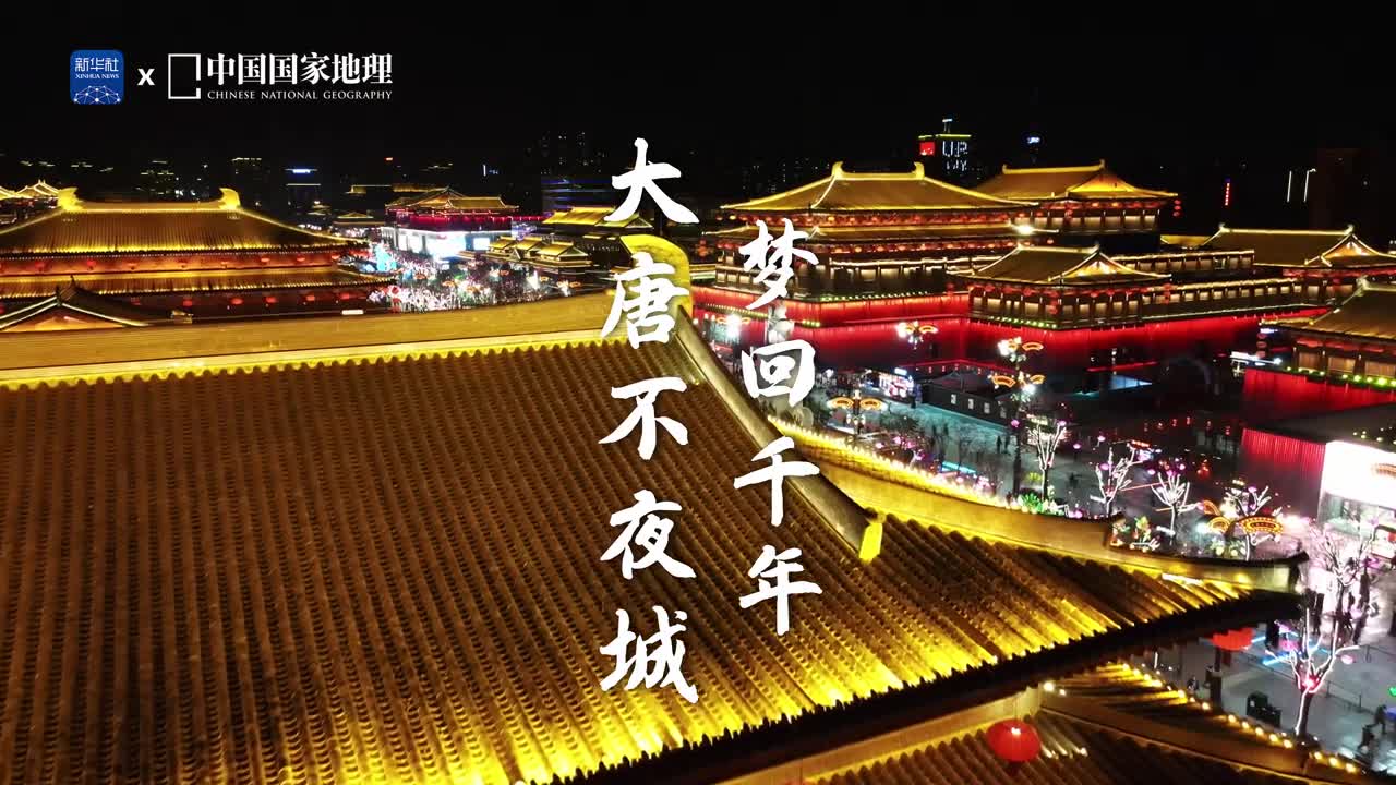 唐宫夜宴梦回千年这里是位于陕西西安的大唐不夜城只有夜晚才能真正感受到这座古都的独特魅力华灯初上流光溢彩目光所达繁华至极历史的优雅古韵与现代的潮流前卫在这座城市融合得淋漓尽致这大概就是华丽大气的盛世模样吧
