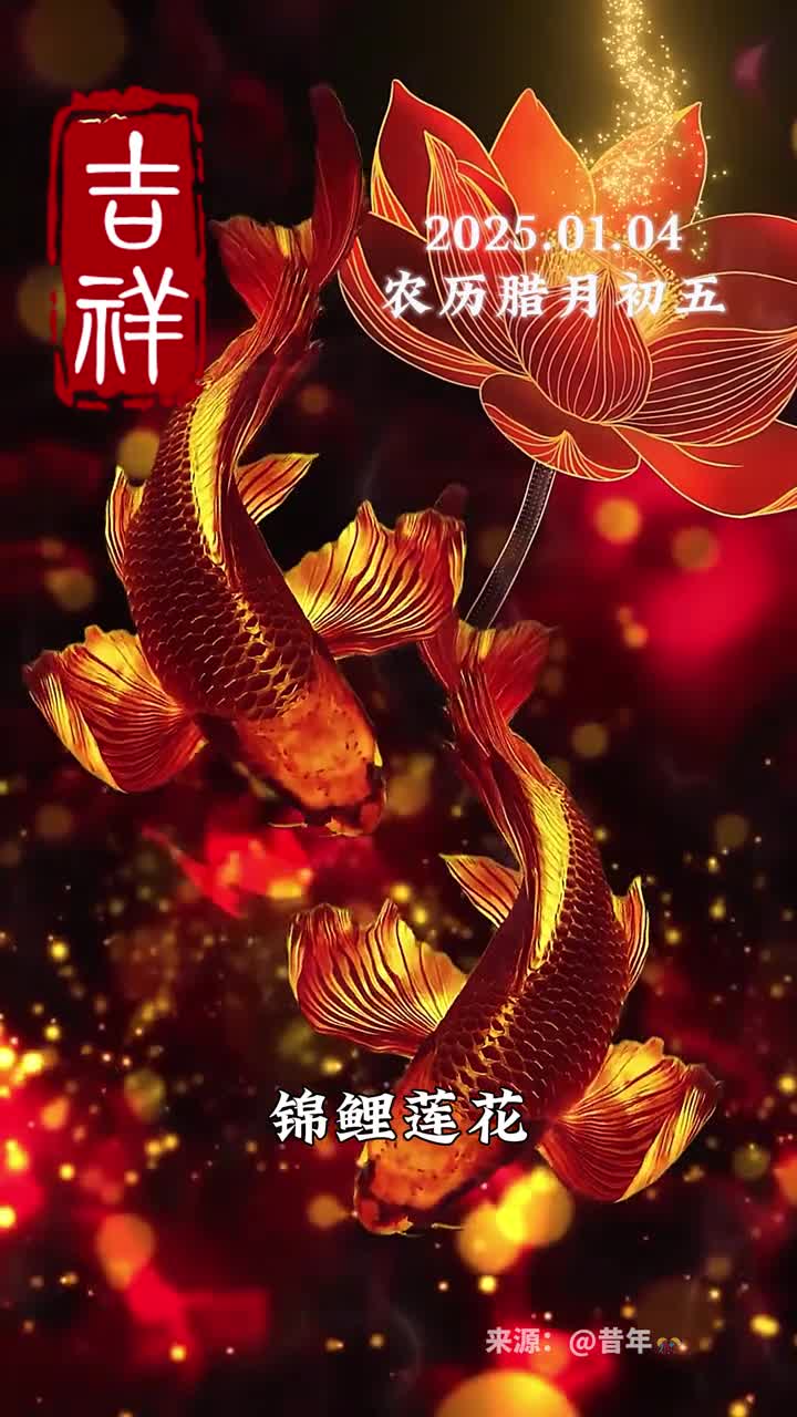 锦鲤金莲年年有余农历腊月初五愿您开好运福星高照早安
