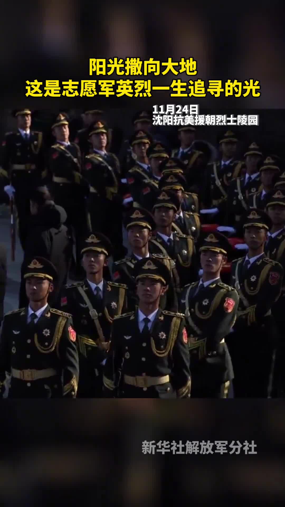 这是志愿军英烈一生追寻的光就让这光护送他们最后一程