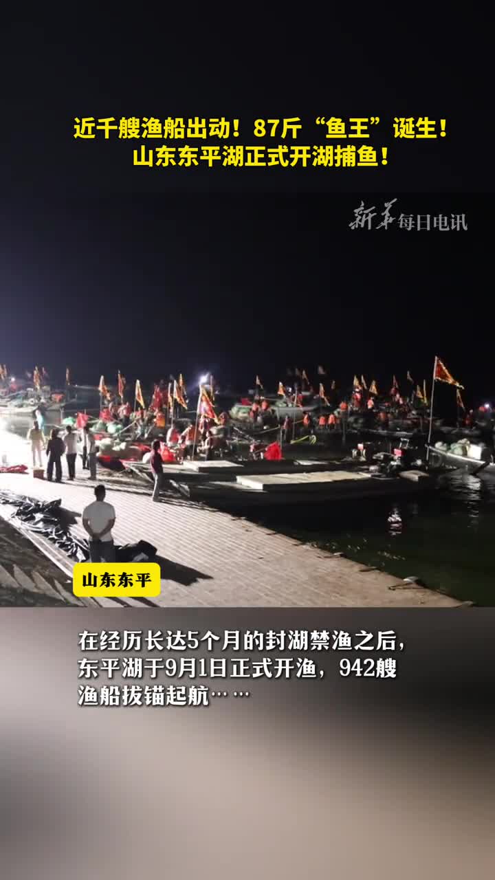 近千艘渔船出动87斤鱼王诞生山东东平湖正式开湖捕鱼