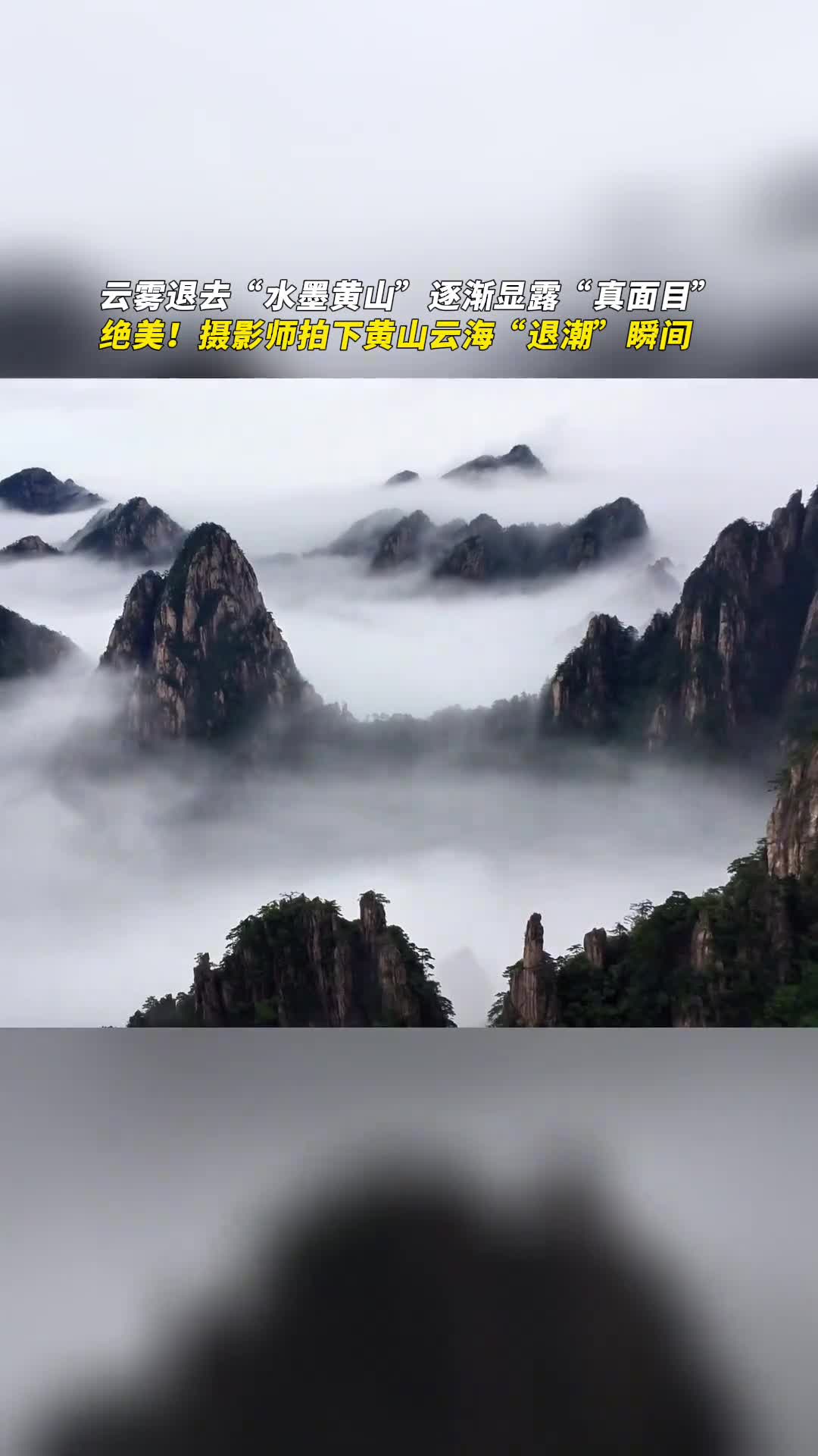 逐渐显露真面目一起看黄山云海退潮瞬间