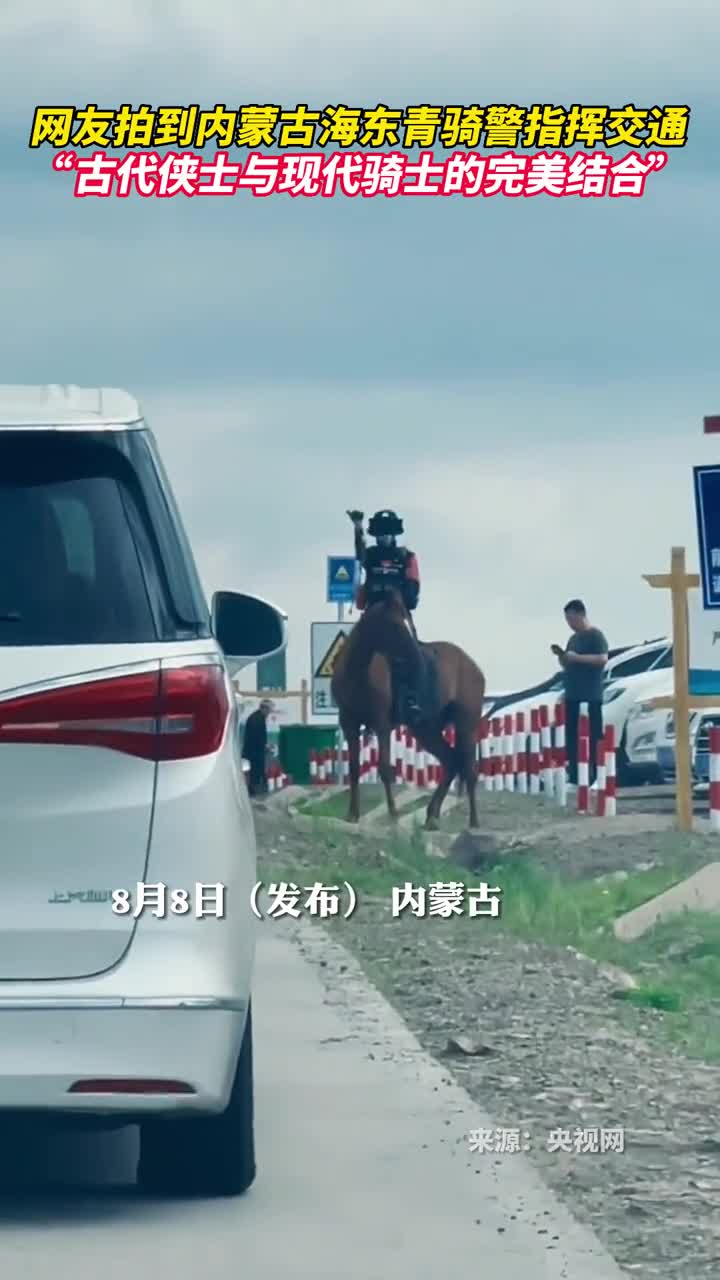 网友拍到内蒙古海东青骑警指挥交通古代侠士与现代骑士的完美结合